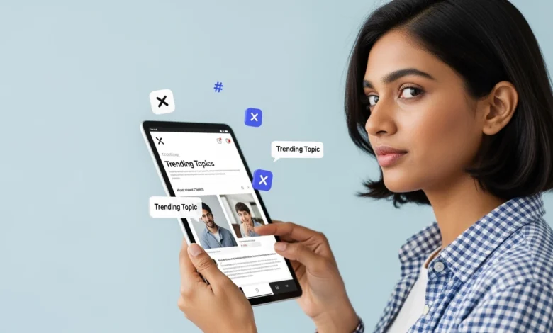 User customizing X ‘Trends for You’ feed on a smartphone.