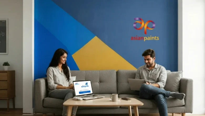 Indian couple viewing AI-targeted Asian Paints ad in living room with logo