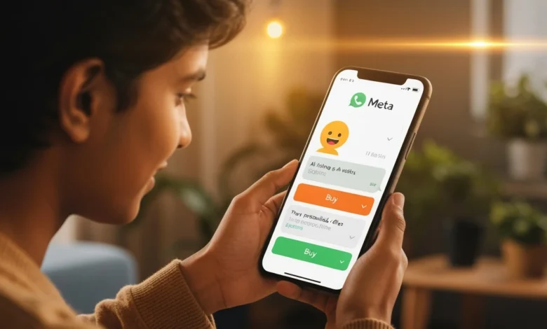 Indian consumer viewing Meta AI-powered chat ads on WhatsApp with personalized offers