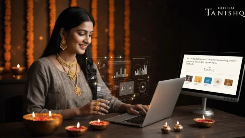 Tanishq AI-Optimized Festive Campaign hero visual with jewelry and technology