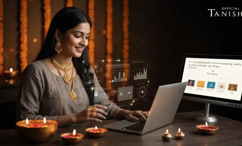 Tanishq AI-Optimized Festive Campaign hero visual with jewelry and technology