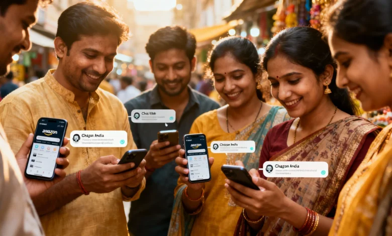Indian consumer using Amazon India’s AI-powered features for shopping