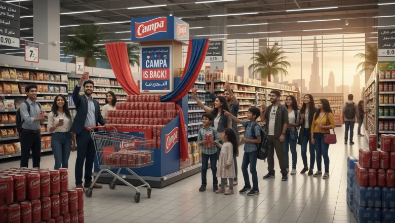 Indian expats in UAE buying Campa Cola at a supermarket display