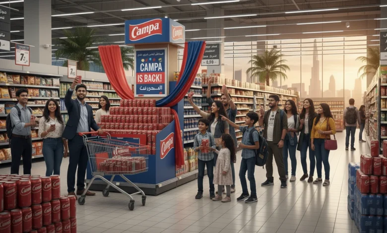 Indian expats in UAE buying Campa Cola at a supermarket display