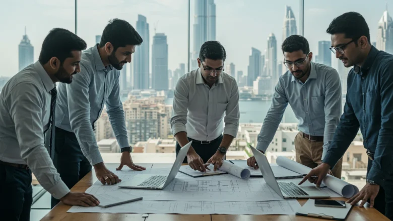 Indian real-estate executives reviewing Casagrand’s Dubai expansion plans