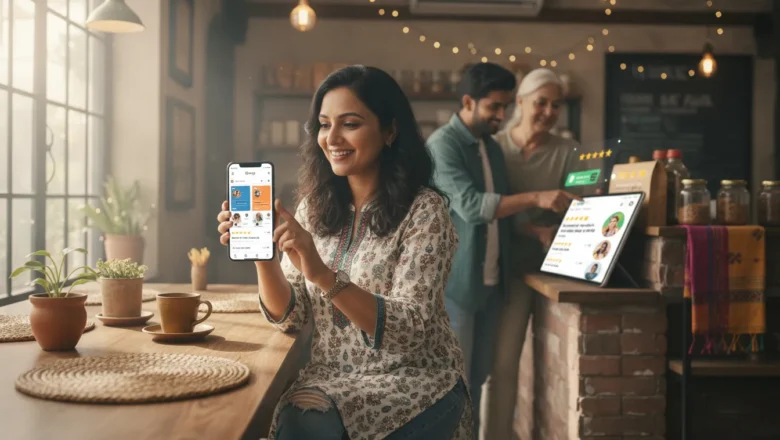 Local business owner using Google Business Profile for digital storytelling