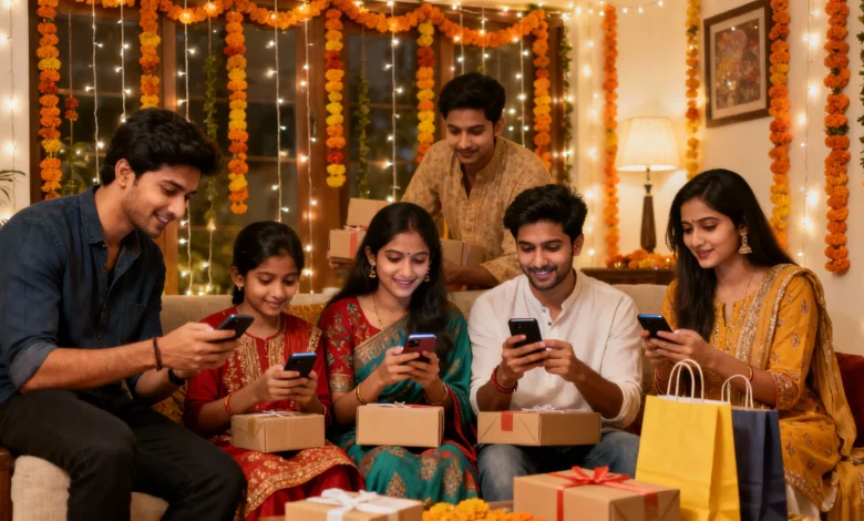 Indian shoppers ordering festive products online during a major e-commerce sale