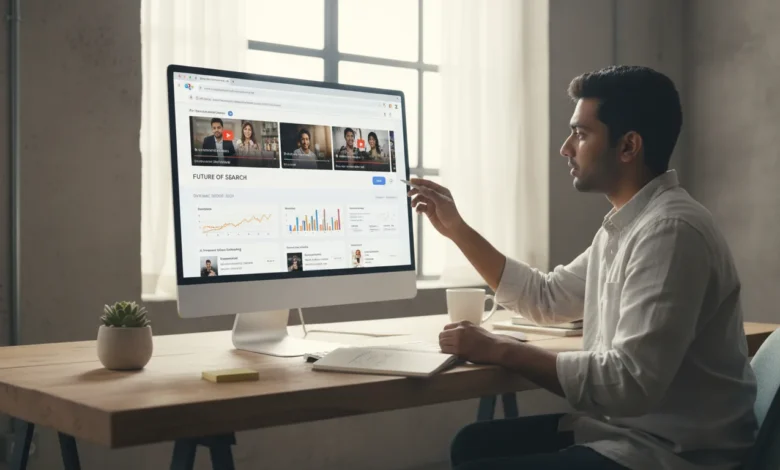 Marketer analyzing Google AI search results with video integration