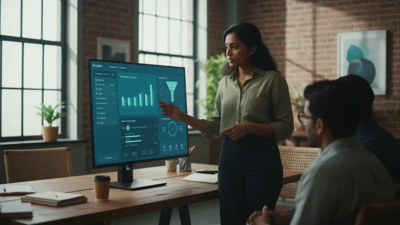Marketing team analyzing Google Analytics festive updates with Digilogy
