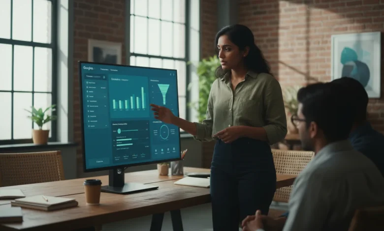 Marketing team analyzing Google Analytics festive updates with Digilogy