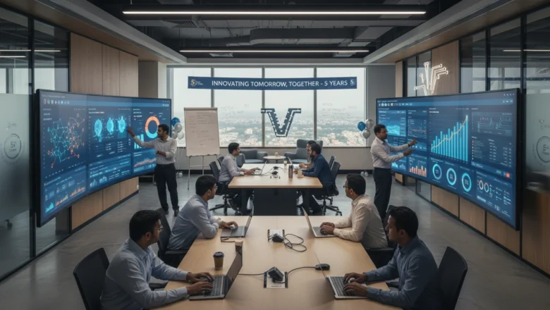 Indian digital marketing team celebrating Hybrid’s 5-year milestone