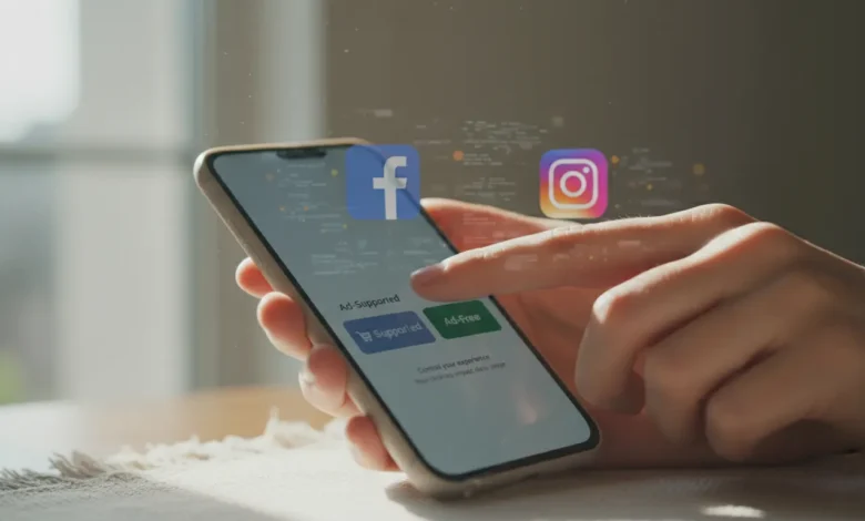 Meta ad-free subscription concept with digital marketing adaptation