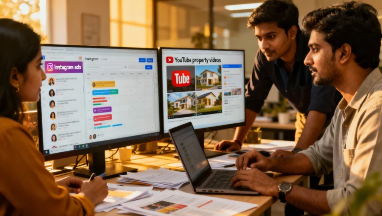 Indian real-estate team engaging with NRI buyers through social media content