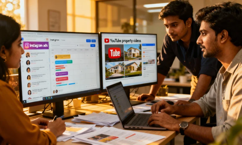 Indian real-estate team engaging with NRI buyers through social media content