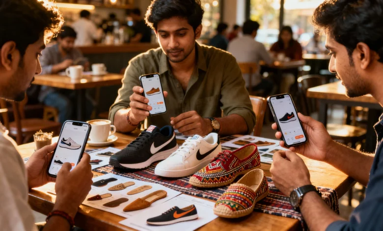 Indian shoppers browsing footwear products online