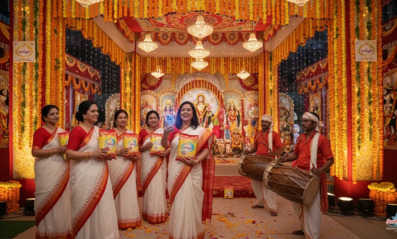 Bengali women using Sunlight Pujo festival-pack with interactive features