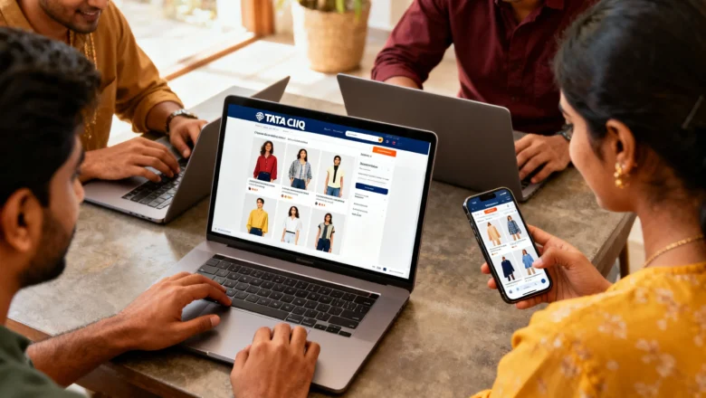 Indian shopper interacting with AI-powered fashion recommendations on Tata CLiQ