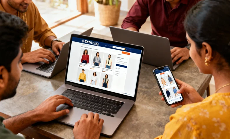 Indian shopper interacting with AI-powered fashion recommendations on Tata CLiQ