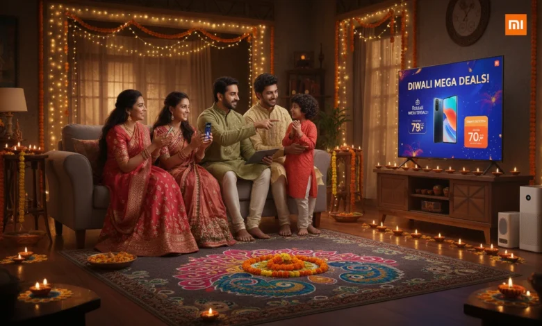 Indian family shopping during Xiaomi’s Diwali campaign with festive excitement