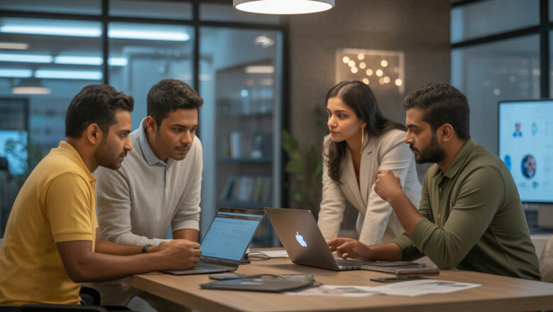 Indian professionals analyzing AI-driven marketing strategies and content creation tools