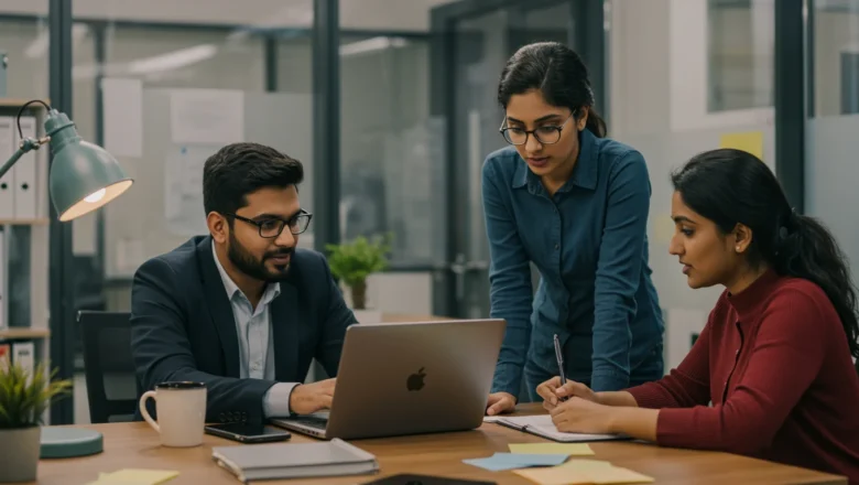 Indian professionals discussing online-first consumer behavior and marketing strategies