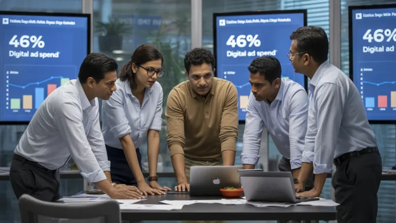 Indian marketing team analyzing FY25 digital ad spend growth
