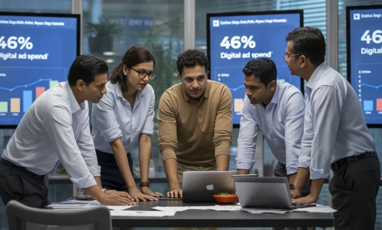 Indian marketing team analyzing FY25 digital ad spend growth