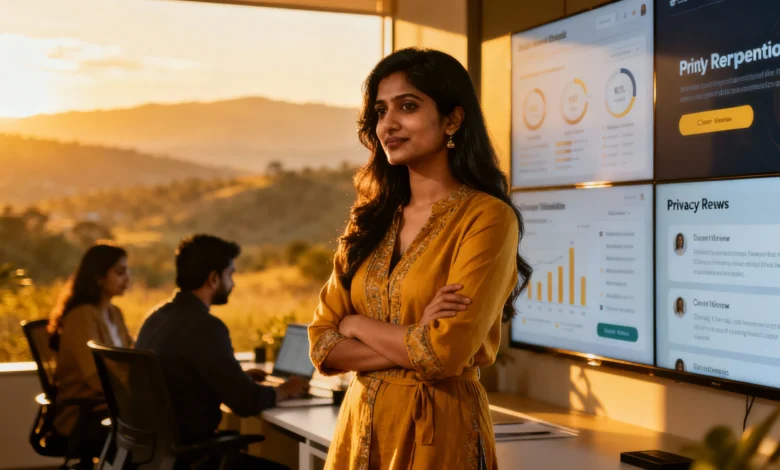 Indian consumers and marketers engaging with online reviews and reputation platforms, highlighting the growing importance of online reputation management in a privacy-aware market.