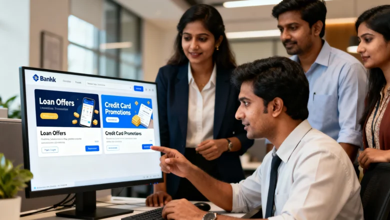 Indian banking team analyzing new post-login ad opportunities in digital banking platforms