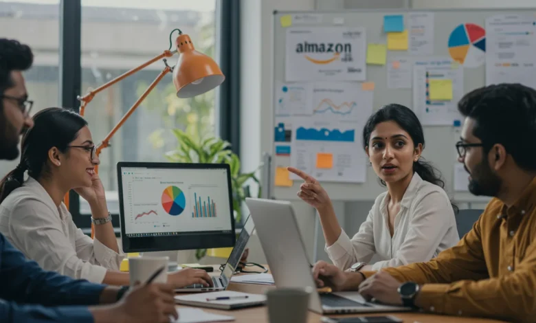 Indian marketing team analyzing retail media performance dashboards