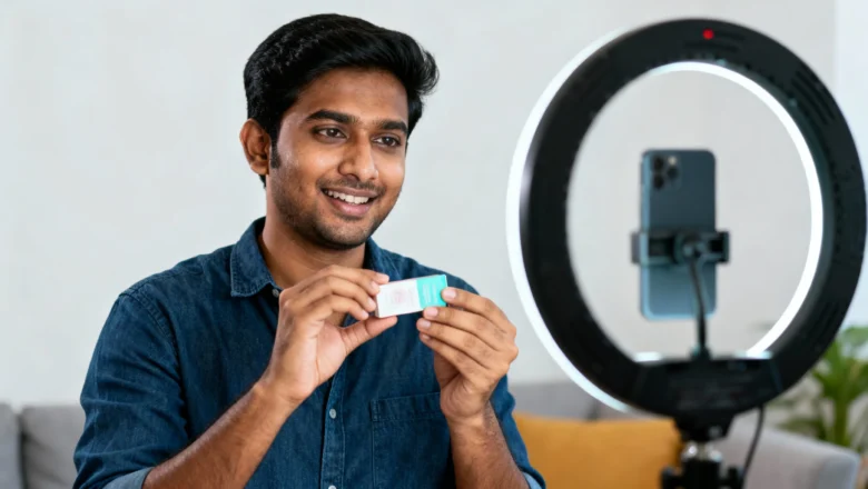 Indian creators recording YouTube how-to videos for product tutorials.