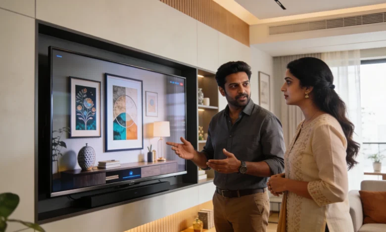 Amazon Ember Artline lifestyle TV displayed as wall art