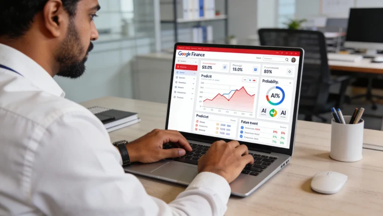 Google Finance showing prediction market probabilities