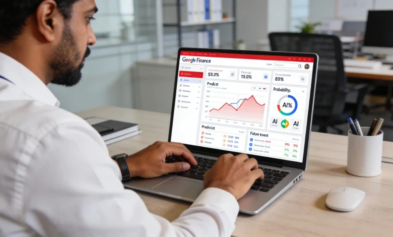 Google Finance showing prediction market probabilities