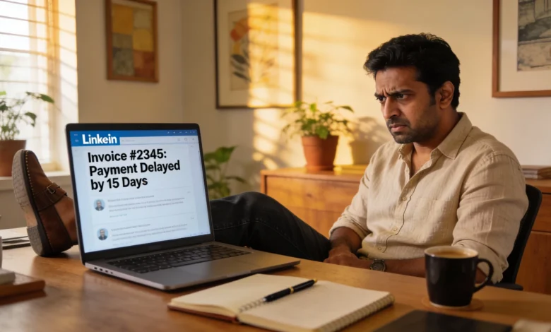 Indian influencer discussing payment disputes on LinkedIn