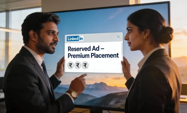 LinkedIn Reserved Ads showing guaranteed top-of-feed placement