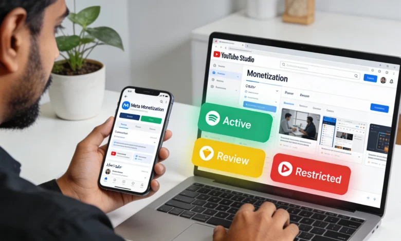 Meta and YouTube green icon monetisation policy for controversial content