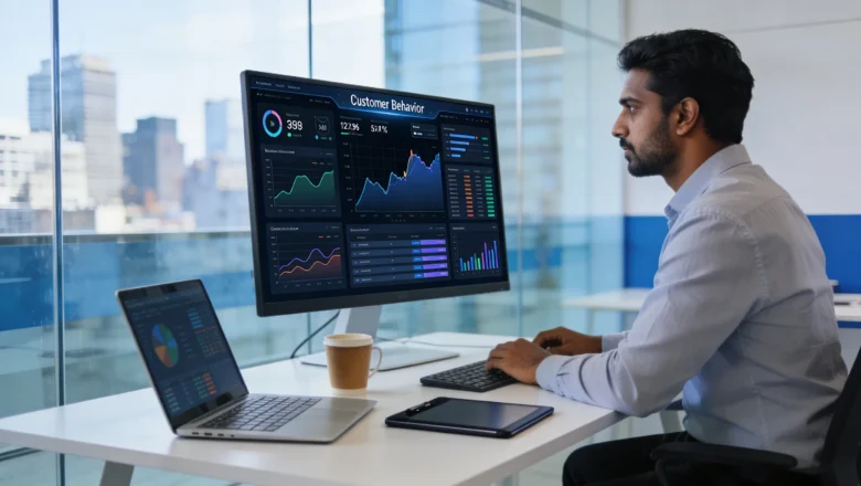 Indian professional analyzing real-time personalization data