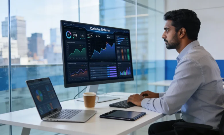 Indian professional analyzing real-time personalization data