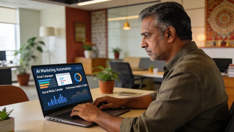 Indian marketer using AI marketing automation dashboard