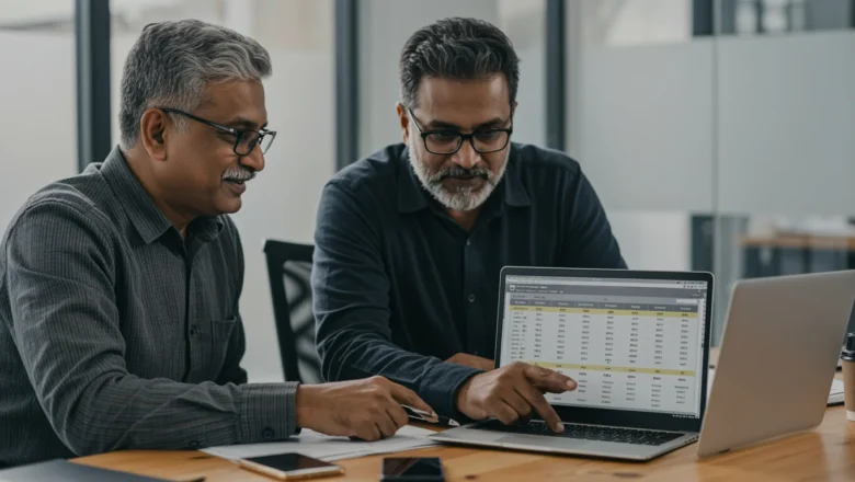 Indian professionals analyzing product comparison content at bottom of funnel.