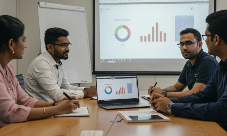 Indian professionals creating educational content for top-funnel engagement.