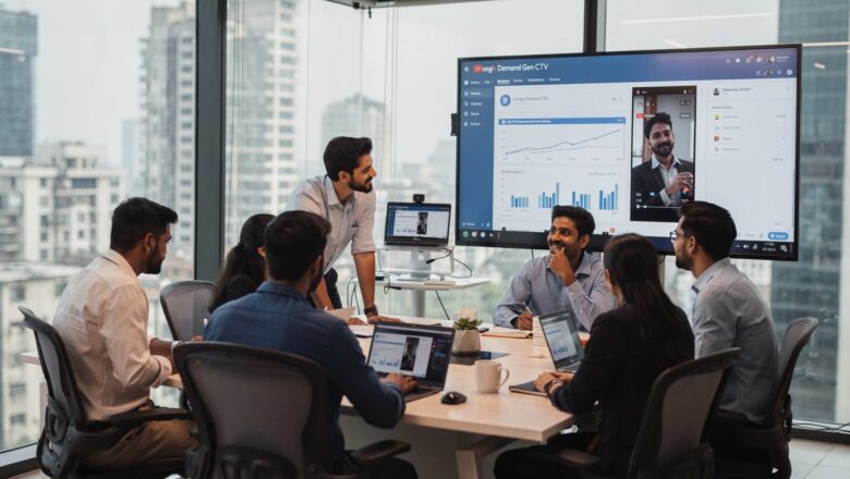 Indian marketing team reviewing Google Demand Gen CTV analytics dashboard