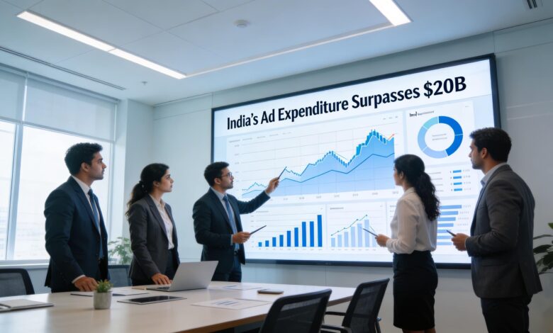 Indian marketing analysts reviewing India digital advertising growth data.