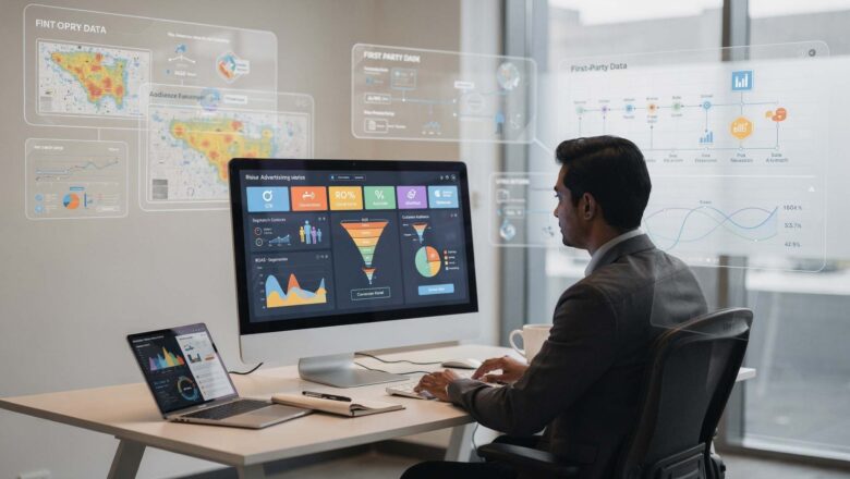 Indian professional analyzing AI advertising performance with first-party data insights.