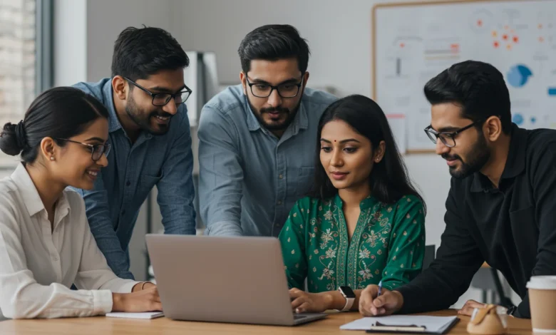 Indian professionals discussing internal influencer marketing