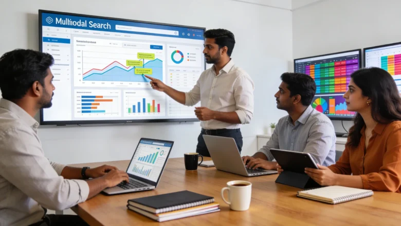 Indian professionals analyzing multimodal search performance
