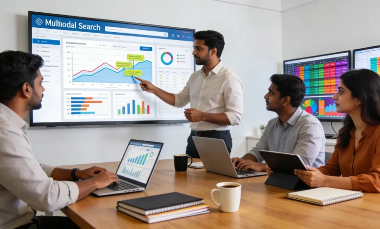 Indian professionals analyzing multimodal search performance