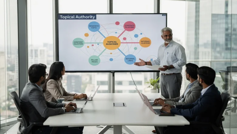 Indian SEO consultant explaining topical authority strategy