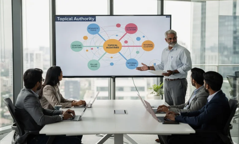 Indian SEO consultant explaining topical authority strategy